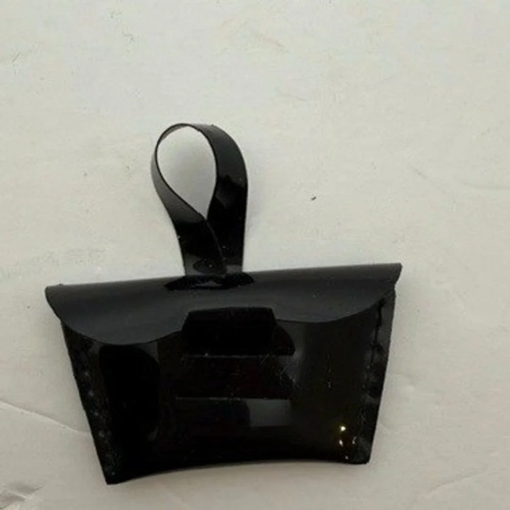 Vintage Black Patent Leather Fashion doll Barbie Purse hand Loop